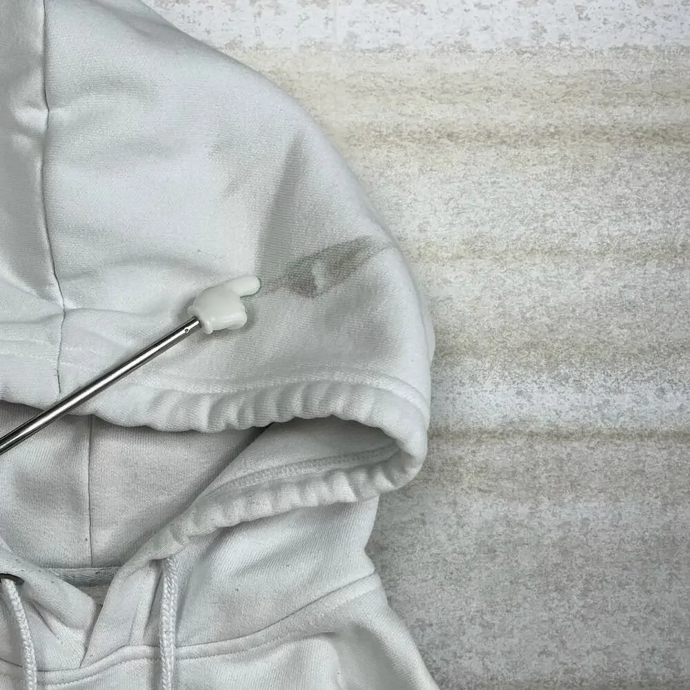 Vintage Y2K The North Face Hoodie Mens M White Black Logo Cotton Pullover